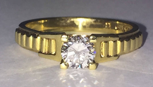 0.50 CT Round Cut Diamond 925 Sterling Silver Anniversary Solitaire Ring