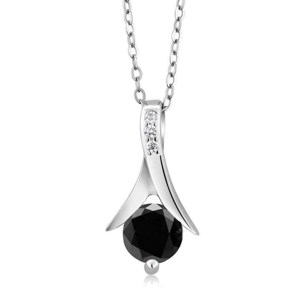 atjewels .925 Sterling Silver Round Cut Black & White CZ Solitaire Pendant For Women's MOTHER'S DAY SPECIAL OFFER - atjewels.in