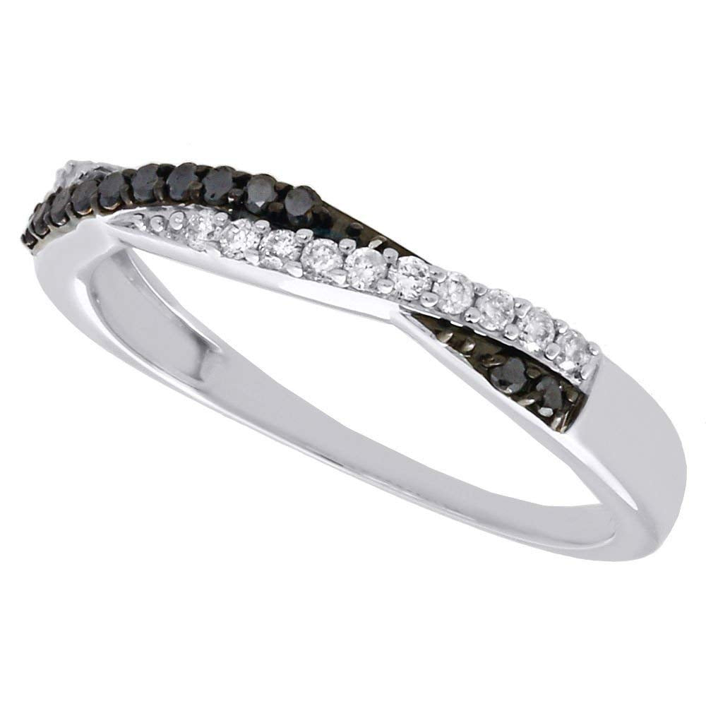 atjewels Round Cut Black & White CZ .925 Sterling Silver Wedding Band Ring For Women’s & Girl’s Holi Festival Special Offers - atjewels.in