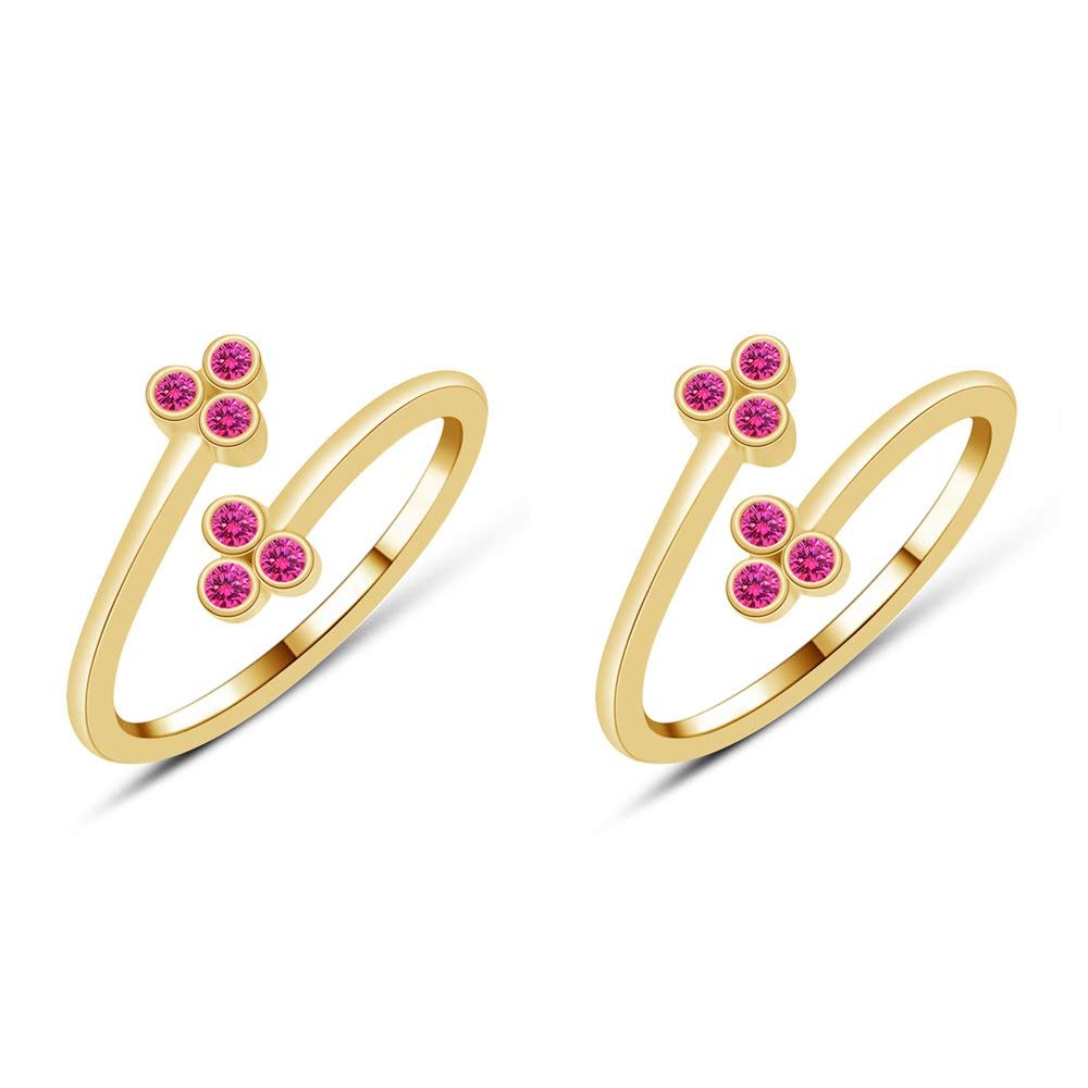 atjewels Bypass Adjustable ToeRing in 14K Yellow Gold Plated On Sterling Silver Gemstone Variation For Women's - atjewels.in