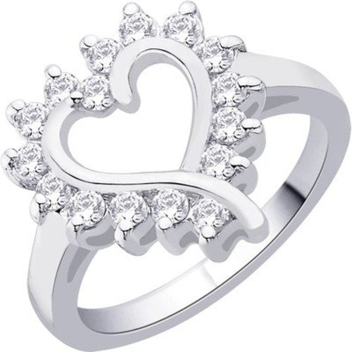 atjewels 14K White Gold Over Sterling Silver White CZ Heart Ring for Women's MOTHER'S DAY SPECIAL OFFER - atjewels.in