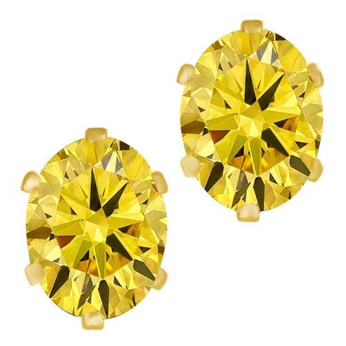 atjewels 14K Yellow Gold Over Sterling Silver Oval Yellow Citrine Stud Earrings For Women's MOTHER'S DAY SPECIAL OFFER - atjewels.in