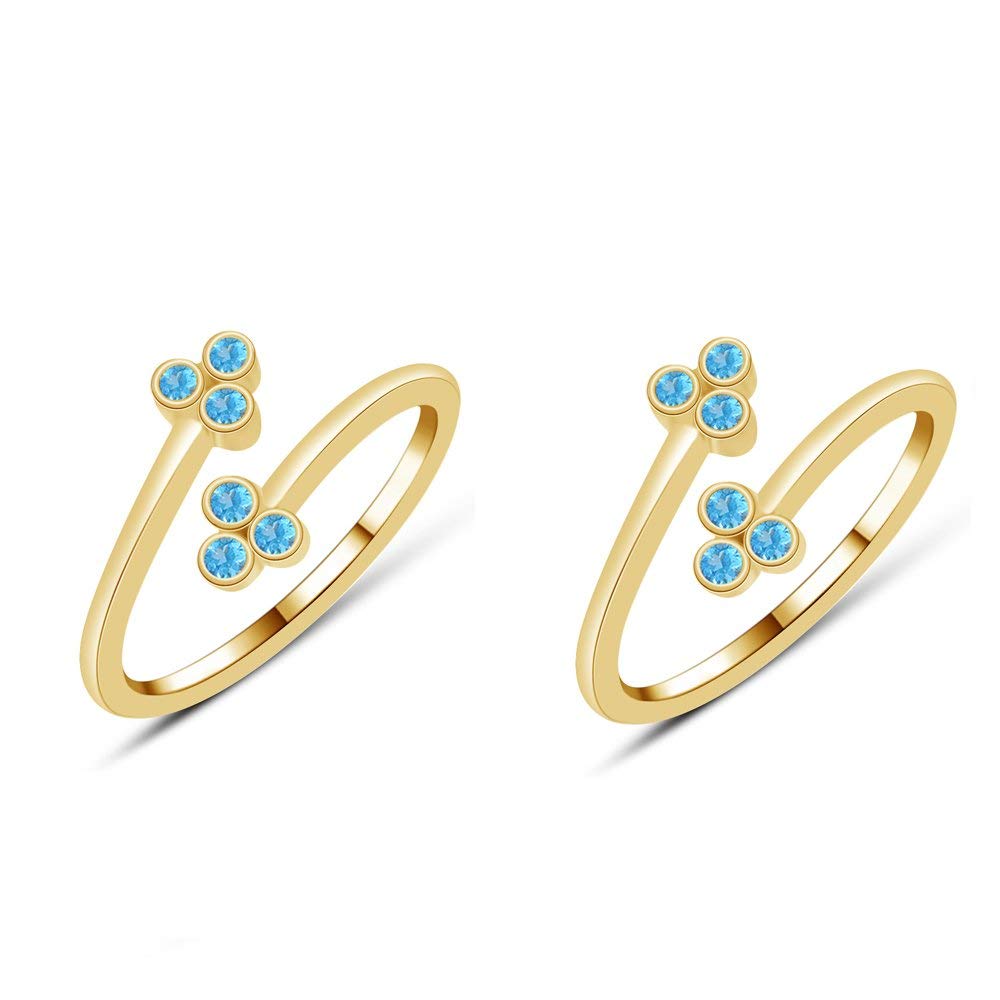 atjewels Bypass Adjustable ToeRing in 14K Yellow Gold Plated On Sterling Silver Gemstone Variation For Women's - atjewels.in