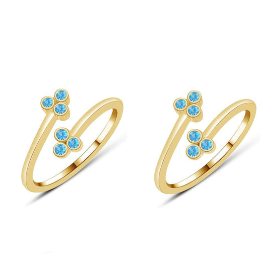atjewels Bypass Adjustable ToeRing in 14K Yellow Gold Plated On Sterling Silver Gemstone Variation For Women's - atjewels.in