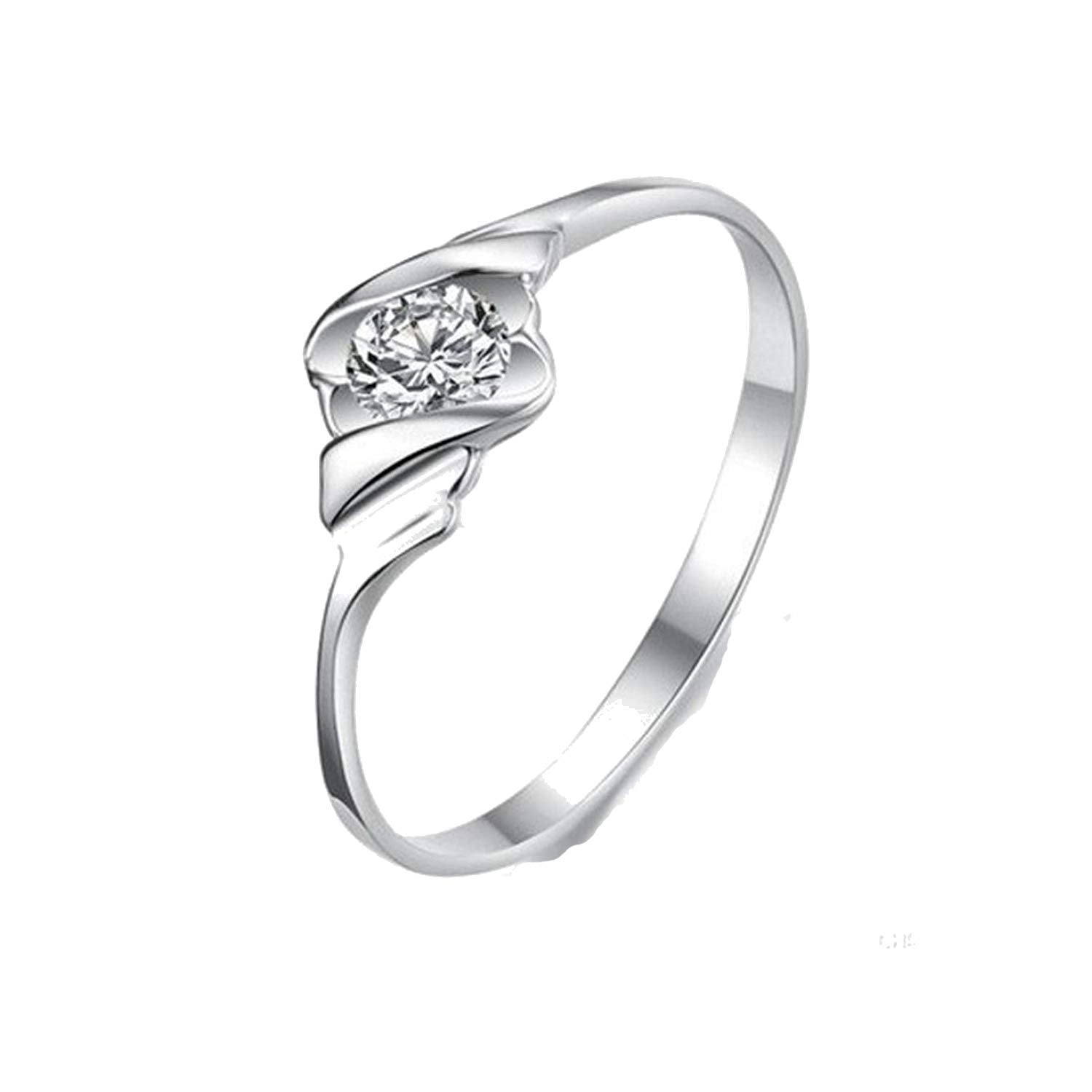 atjewels 14K White Gold Over Sterling Silver White CZ Solitaire Ring Size US 4.75 for Women's MOTHER'S DAY SPECIAL OFFER - atjewels.in