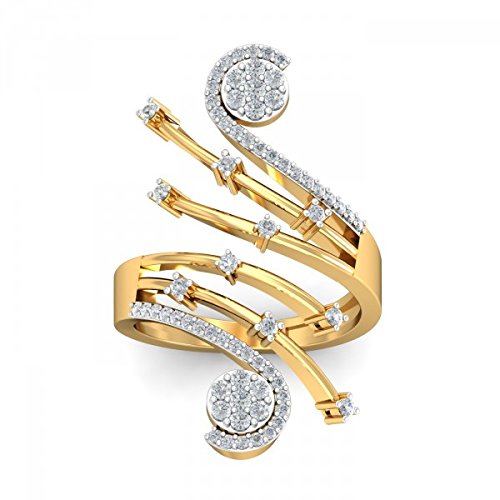 atjewels 18K Yellow Gold On 925 Sterling Silver White CZ Cocktail Brilliant Ring MOTHER'S DAY SPECIAL OFFER - atjewels.in