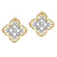 atjewels Flower Stud Earrings Round White Zirconia in 14K Twotone Gold Over 925 Sterling Silver For Women's MOTHER'S DAY SPECIAL OFFER - atjewels.in