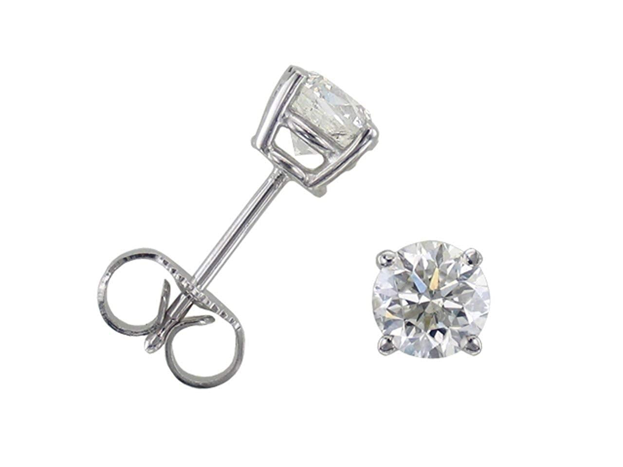 0.10 Ct Round Cut Cubic Zirconia Diamond 14k White Gold Over 925 Sterling Silver Post Stud Solitaire Earrings for Women's - atjewels.in