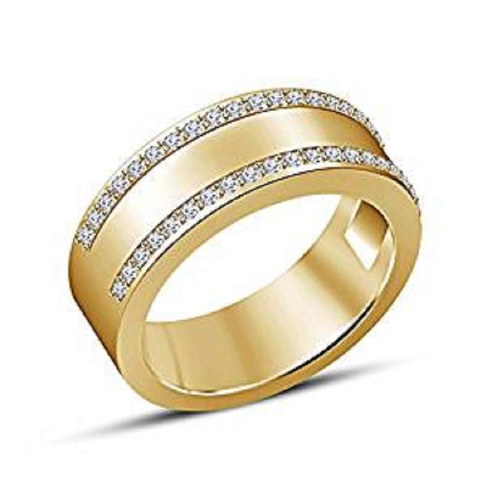 atjewels 0.40 TCW 18K Rose Gold On .925 Silver White Diamond Wedding Band Ring for Men Mother's Day - atjewels.in