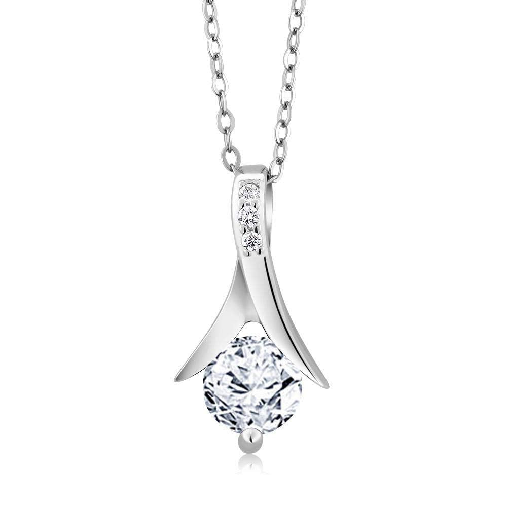 atjewels .925 Sterling Silver Round Cut White CZ Solitaire Pendant For Women's MOTHER'S DAY SPECIAL OFFER - atjewels.in