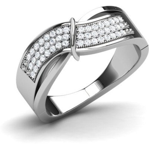 atjewels 14K White Gold Over Sterling in Prong set Engagement Ring for Women's MOTHER'S DAY SPECIAL OFFER - atjewels.in