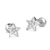 atjewels Star Studs Earrings In White Round Zirconia with 14K White Gold Over 925 Sterling Silver MOTHER'S DAY SPECIAL OFFER - atjewels.in