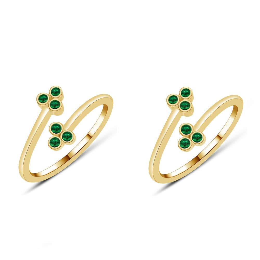 atjewels Bypass Adjustable ToeRing in 14K Yellow Gold Plated On Sterling Silver Gemstone Variation For Women's - atjewels.in
