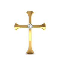 atjewels Cross Pendant In 14k Gold Plated on 925 Silver Round White Zirconia MOTHER'S DAY SPECIAL OFFER - atjewels.in
