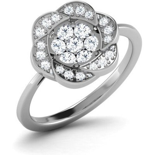 atjewels 14K White Gold Over Sterling Flower cluster Ring for Women's MOTHER'S DAY SPECIAL OFFER - atjewels.in