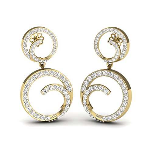 atjewels 14K Yellow Gold Over on .925 Sterling Silver White Simulated Diamond Dangle and Drop Earrings For Women's MOTHER'S DAY SPECIAL OFFER - atjewels.in