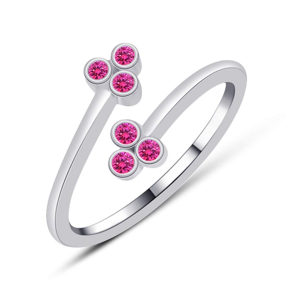 atjewels Bypass Adjustable ToeRing in 14K White Gold Plated On Sterling Silver Gemstone Variation For Women's - atjewels.in