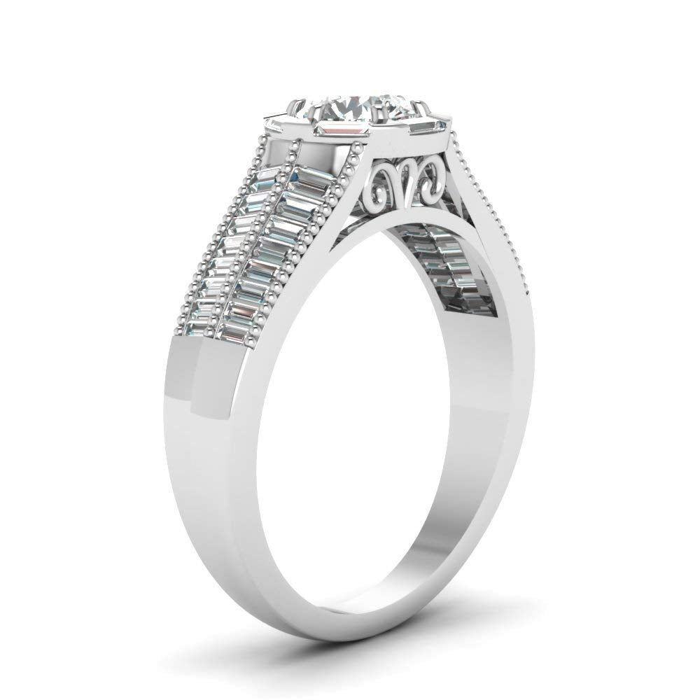 atjewels Effervescent Baguette Ring in 18K White Gold Over .925 Sterling Silver For Women MOTHER'S DAY SPECIAL OFFER - atjewels.in