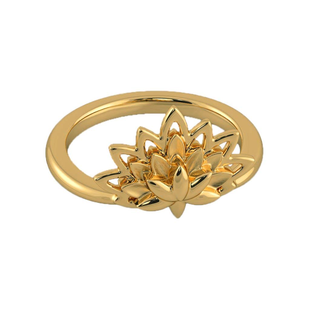 atjewels 14k Yellow Gold Over .925 Sterling Silver Lotus Ring For Women's MOTHER'S DAY SPECIAL OFFER - atjewels.in