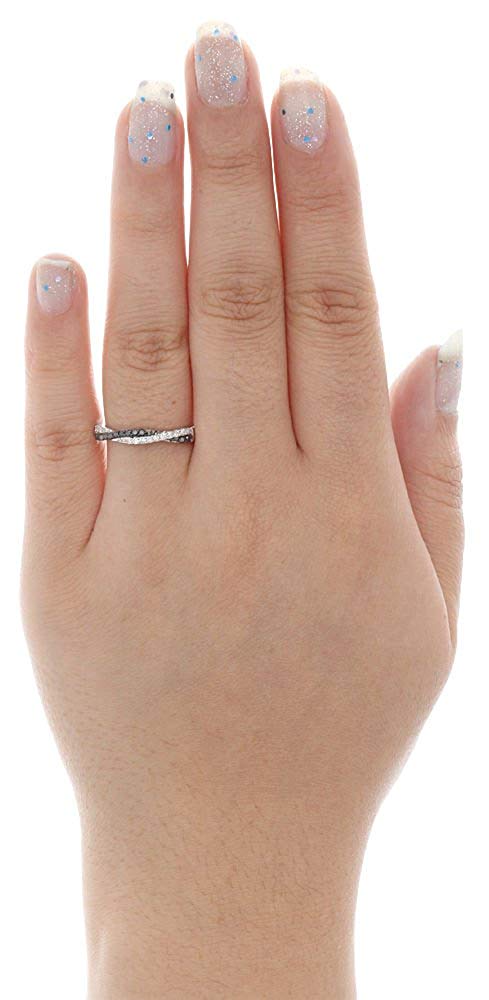 atjewels Round Cut Black & White CZ .925 Sterling Silver Wedding Band Ring For Women’s & Girl’s Holi Festival Special Offers - atjewels.in