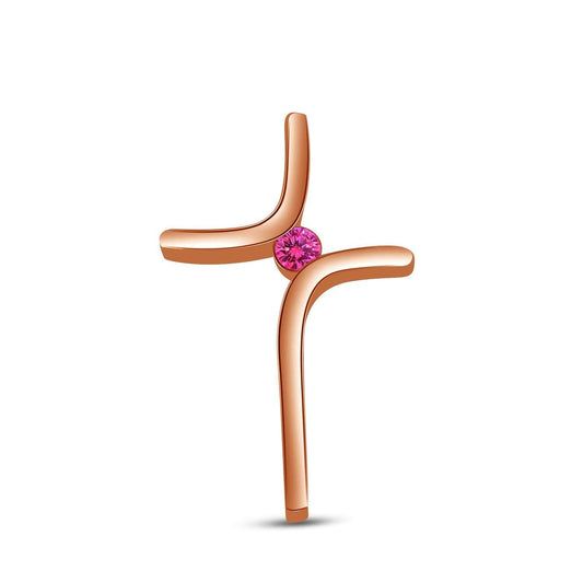 atjewels 18K Rose Gold on 925 Sterling Pink Sapphire Cross Pendant MOTHER'S DAY SPECIAL OFFER - atjewels.in