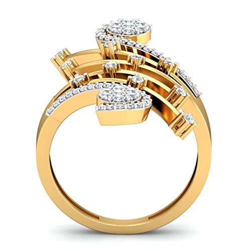 atjewels 18K Yellow Gold On 925 Sterling Silver White CZ Cocktail Brilliant Ring MOTHER'S DAY SPECIAL OFFER - atjewels.in