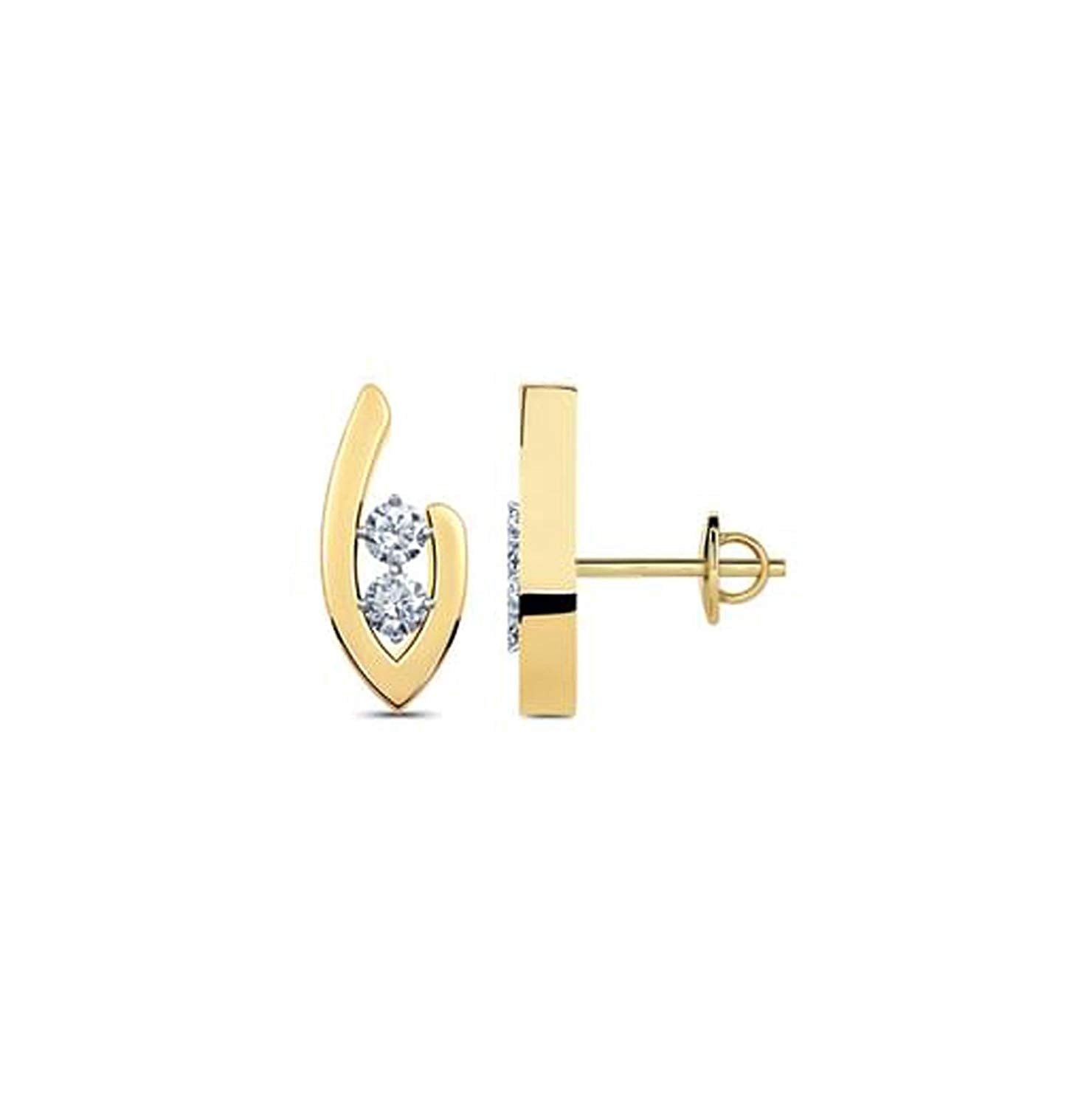 atjewels 14k Yellow Gold Over .925 Sterling Silver w/ Round Cut White CZ Selectable Earrings For Girl's & Women's Earrings - atjewels.in