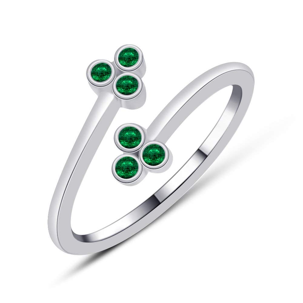 atjewels Bypass Adjustable ToeRing in 14K White Gold Plated On Sterling Silver Gemstone Variation For Women's - atjewels.in