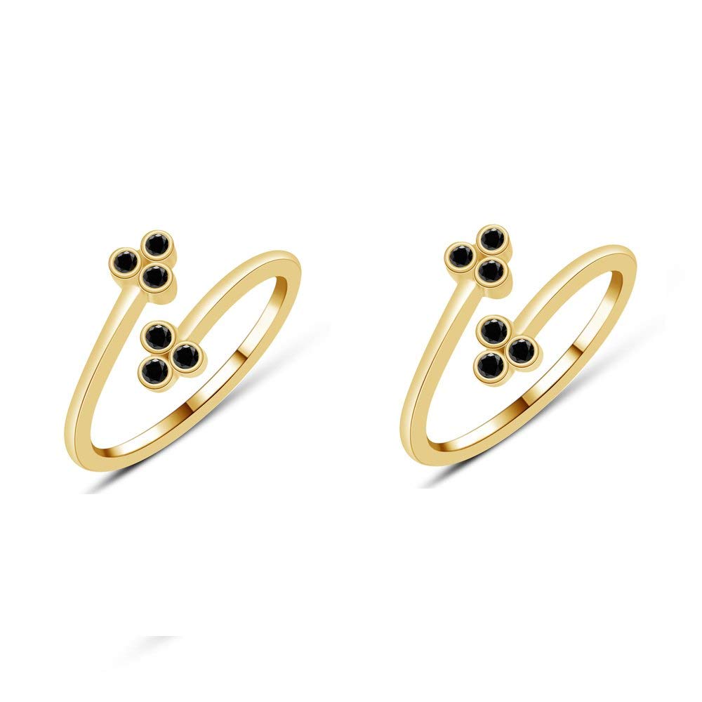 atjewels Bypass Adjustable ToeRing in 14K Yellow Gold Plated On Sterling Silver Gemstone Variation For Women's - atjewels.in