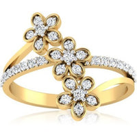 atjewels 0.29 CT 14K Yellow Gold Over Sterling White CZ Flora Ring for Women's MOTHER'S DAY SPECIAL OFFER - atjewels.in