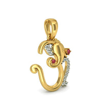 atjewels 18K Yellow & White Gold Plated on Silver Pink Sapphire & White CZ Om Pendant MOTHER'S DAY SPECIAL OFFER - atjewels.in