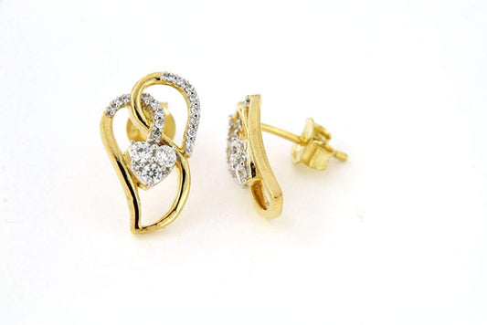 atjewels 18K Yellow Gold Over Sterling Silver Round Cut White CZ Stylish Engagement Post Back Earring MOTHER'S DAY SPECIAL OFFER - atjewels.in