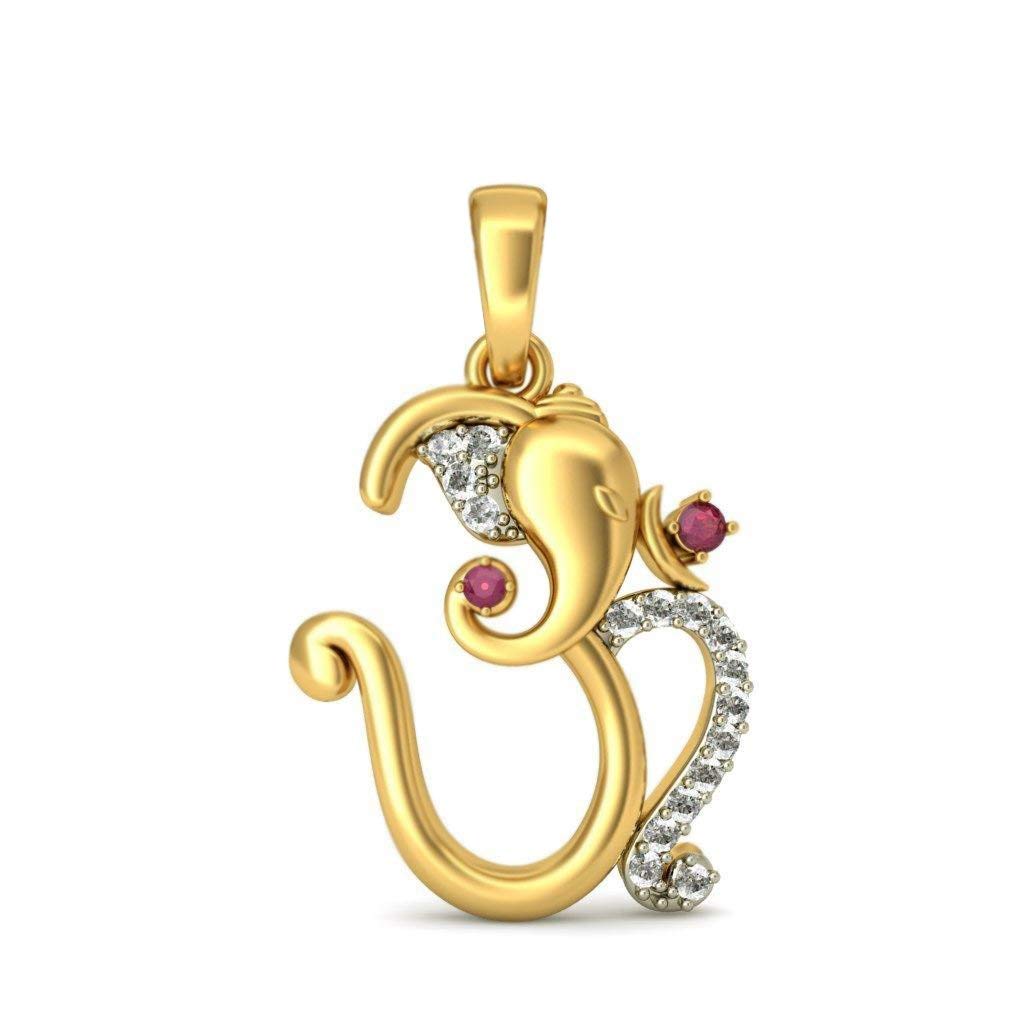 atjewels 18K Yellow & White Gold Plated on Silver Pink Sapphire & White CZ Om Pendant MOTHER'S DAY SPECIAL OFFER - atjewels.in