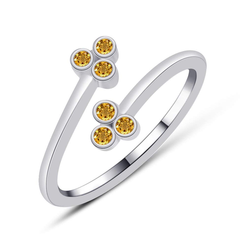 atjewels Bypass Adjustable ToeRing in 14K White Gold Plated On Sterling Silver Gemstone Variation For Women's - atjewels.in