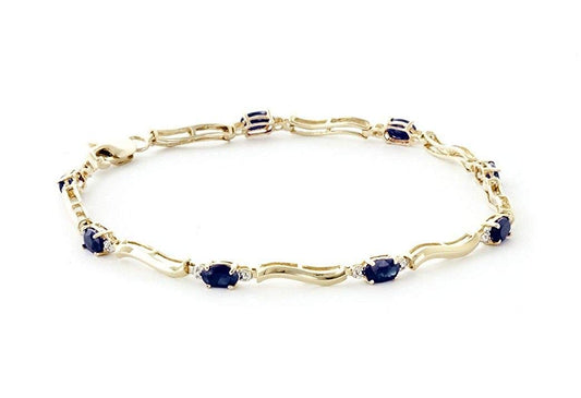 2 CT Oval Cut Blue Sapphire & Cubic Zirconia 14K Yellow Gold Over 925 Sterling Silver Tennis Women's 7" Bracelet - atjewels.in