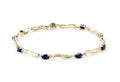 2 CT Oval Cut Blue Sapphire & Cubic Zirconia 14K Yellow Gold Over 925 Sterling Silver Tennis Women's 7