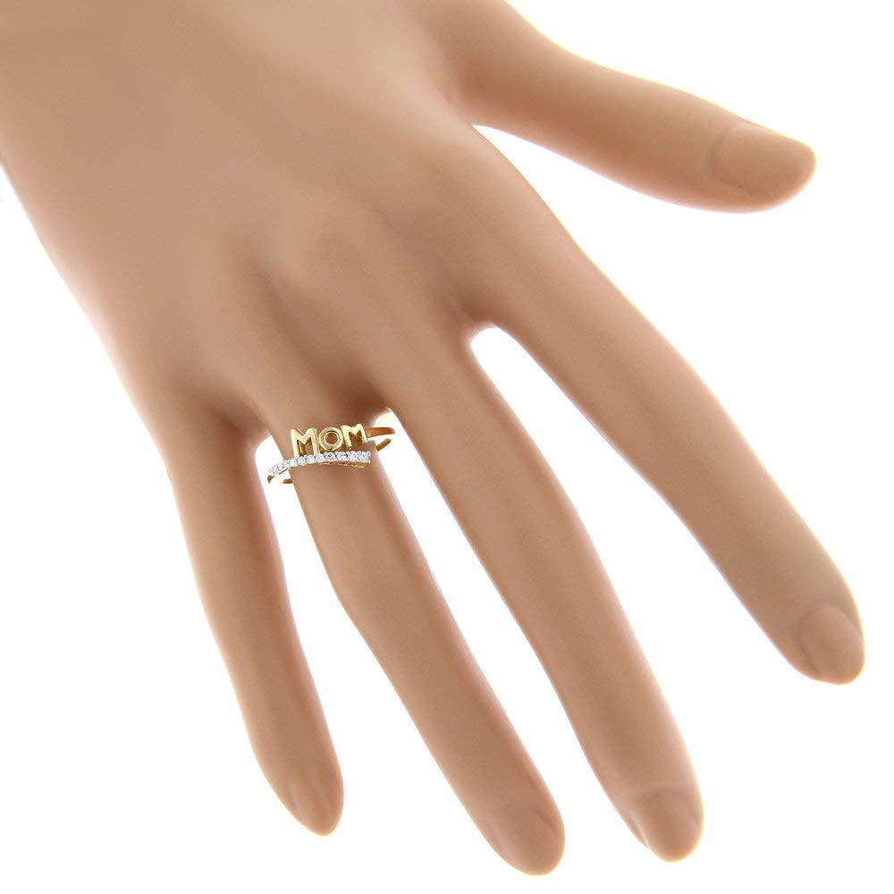 atjewels 14K Yellow Gold Over .925 Sterling Silver Round Cut White Simulated Diamond MOM Ring MOTHER'S DAY SPECIAL OFFER - atjewels.in