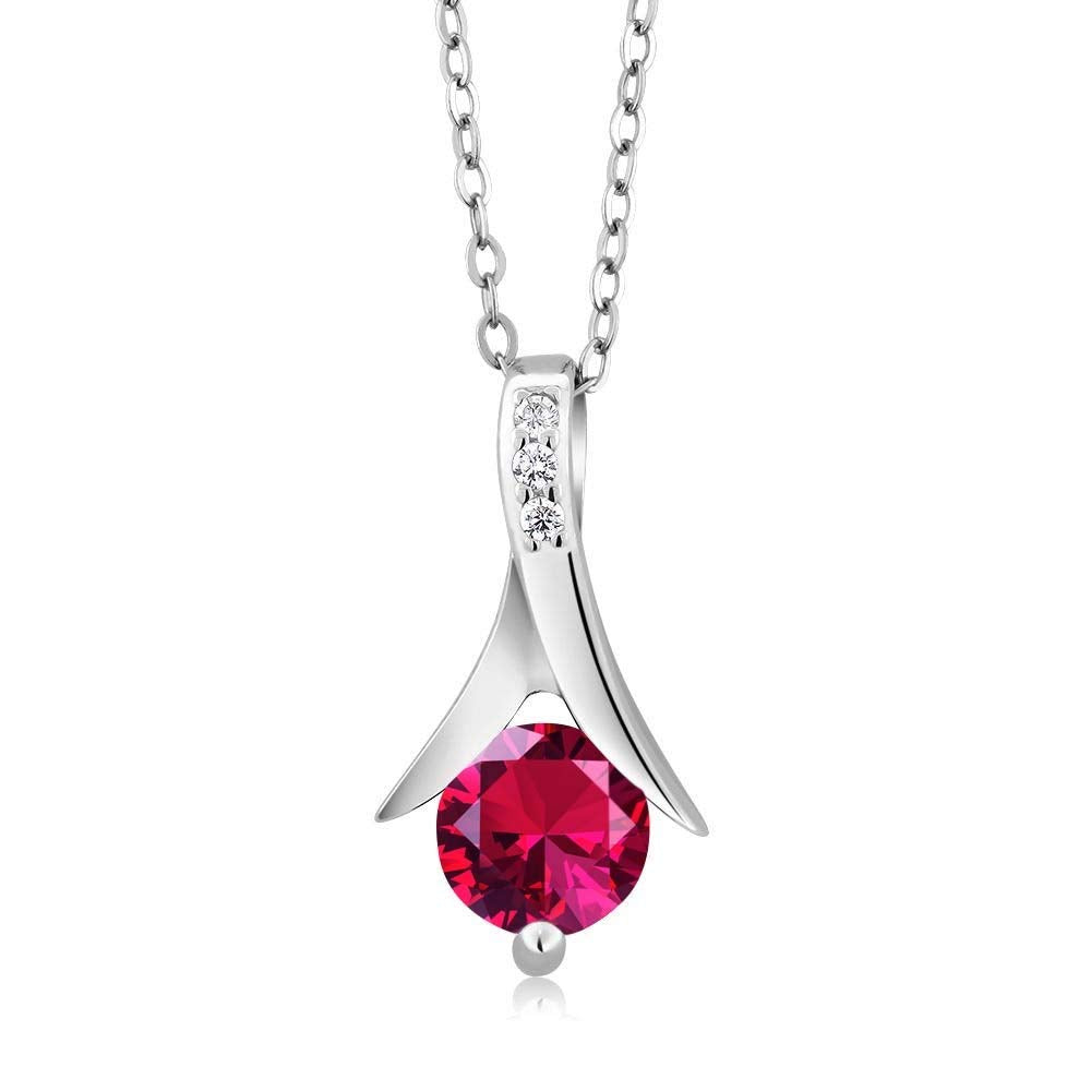 atjewels .925 Sterling Silver Round Cut Pink Sapphire & White CZ Solitaire Pendant For Women's MOTHER'S DAY SPECIAL OFFER - atjewels.in