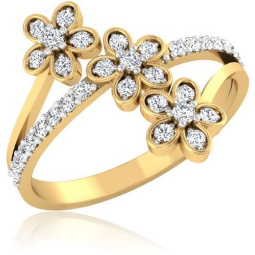 atjewels 0.29 CT 14K Yellow Gold Over Sterling White CZ Flora Ring for Women's MOTHER'S DAY SPECIAL OFFER - atjewels.in