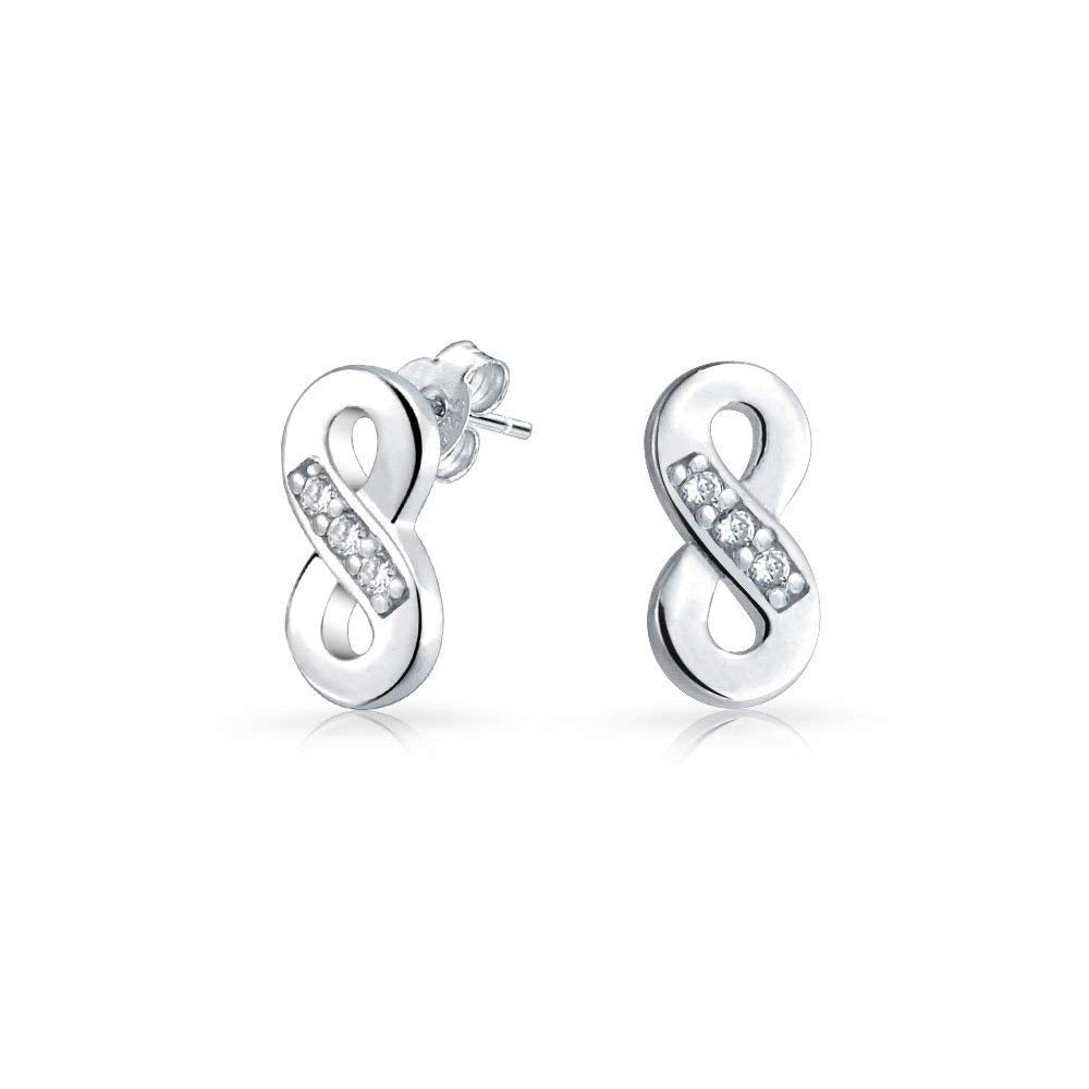 atjewels Infinity Stud Earrings in Round White Zirconia with 14K White Gold Over 925 Sterling Silver For Women's MOTHER'S DAY SPECIAL OFFER - atjewels.in