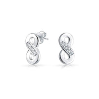 atjewels Infinity Stud Earrings in Round White Zirconia with 14K White Gold Over 925 Sterling Silver For Women's MOTHER'S DAY SPECIAL OFFER - atjewels.in