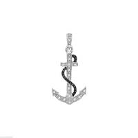 atjewels Two tone Gold Over 925 Sterling Round White and Black CZ Anchor Pendant Without Chain MOTHER'S DAY SPECIAL OFFER - atjewels.in
