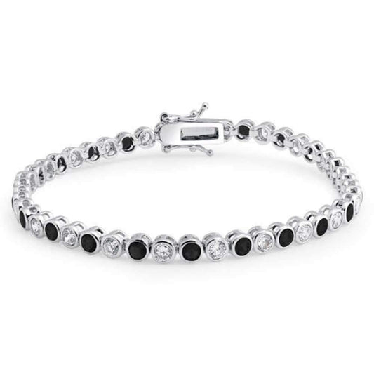 925 Sterling Silver Bezel Set 3 Ct Round Cut Cubic Zirconia 14k White Gold Over 7" Tennis Women's Bracelet - atjewels.in