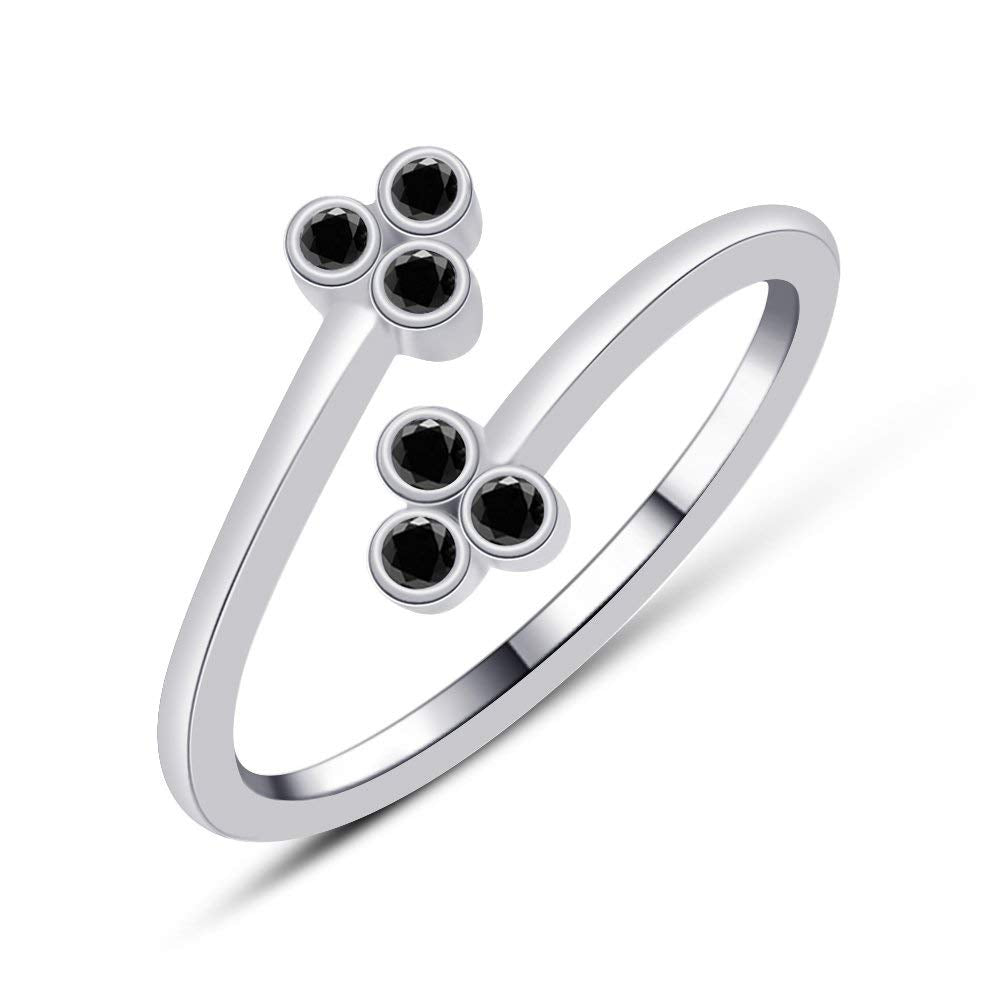atjewels Bypass Adjustable ToeRing in 14K White Gold Plated On Sterling Silver Gemstone Variation For Women's - atjewels.in