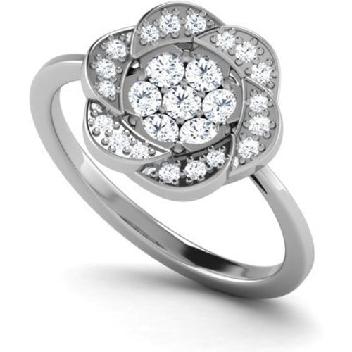 atjewels 14K White Gold Over Sterling Flower cluster Ring for Women's MOTHER'S DAY SPECIAL OFFER - atjewels.in