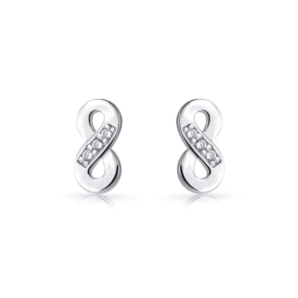 atjewels Infinity Stud Earrings in Round White Zirconia with 14K White Gold Over 925 Sterling Silver For Women's MOTHER'S DAY SPECIAL OFFER - atjewels.in