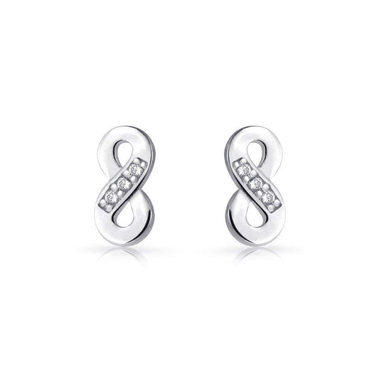 atjewels Infinity Stud Earrings in Round White Zirconia with 14K White Gold Over 925 Sterling Silver For Women's MOTHER'S DAY SPECIAL OFFER - atjewels.in