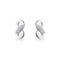 atjewels Infinity Stud Earrings in Round White Zirconia with 14K White Gold Over 925 Sterling Silver For Women's MOTHER'S DAY SPECIAL OFFER - atjewels.in