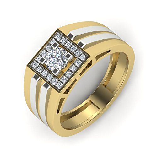 atjewels 18K Two Tone Gold Over White Diamond Engagement and Wedding Band Ring in .925 Silver MOTHER'S DAY SPECIAL OFFER - atjewels.in