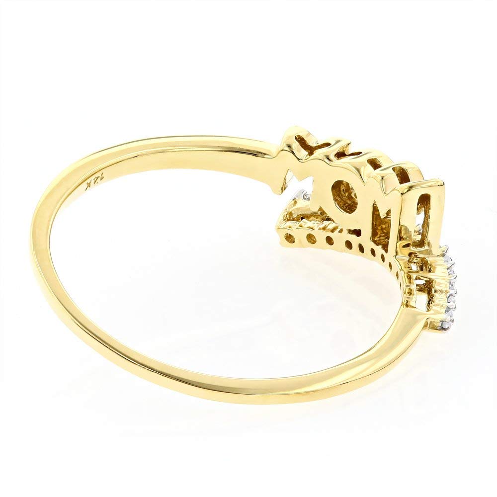 atjewels 14K Yellow Gold Over .925 Sterling Silver Round Cut White Simulated Diamond MOM Ring MOTHER'S DAY SPECIAL OFFER - atjewels.in